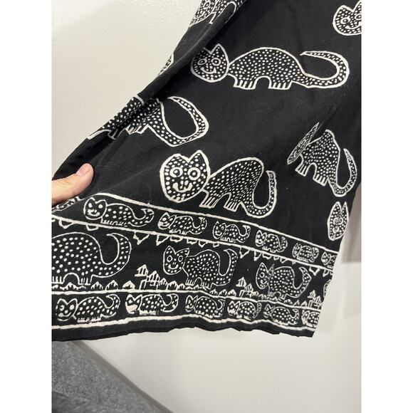 Wide Leg Maximalist Boho Pant Cats AOP Tribal Hippie Gypsy Free Size Yoga Beach - Picture 4 of 16